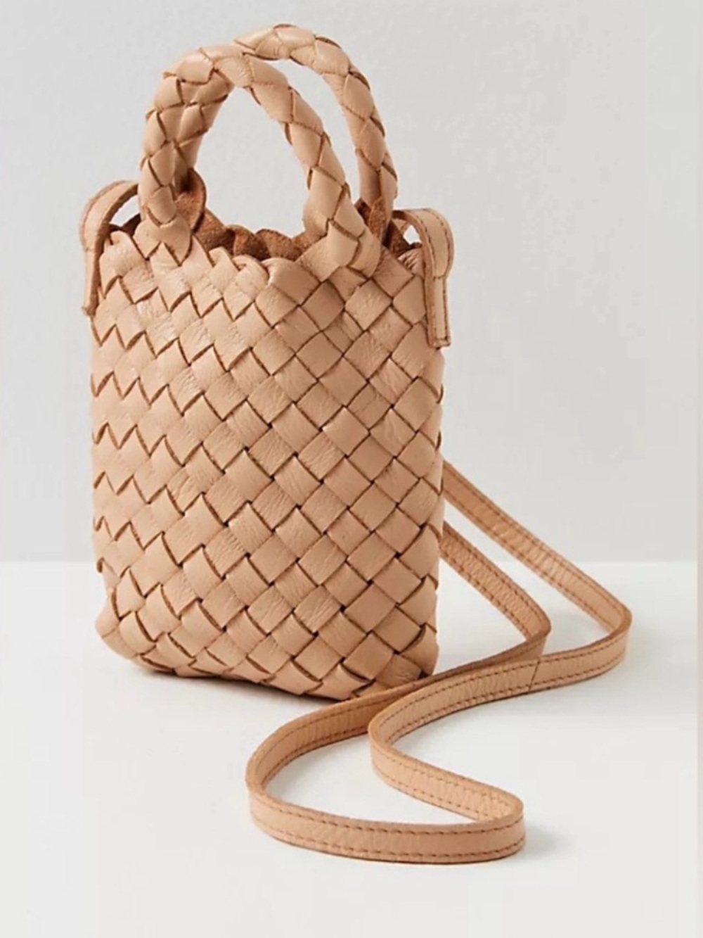 Free People Braided Mini Crossbody Bag in Beige